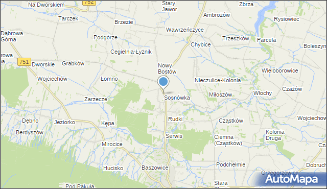 mapa Sosnówka, Sosnówka gmina Nowa Słupia na mapie Targeo